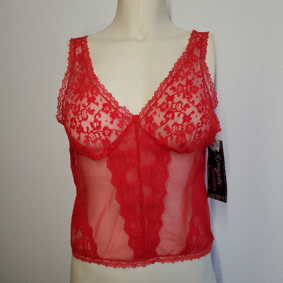 Vintage 80s Red Sheer Deadstock Camisole - Picture 8 of 8